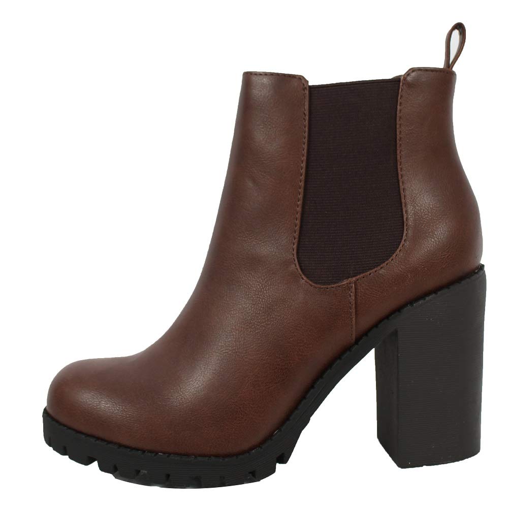Women's Chelsea Pull On Ankle Boots with Block Heel & Tab - Stylish & Comfortable for Casual Outings, Work & Date Nights