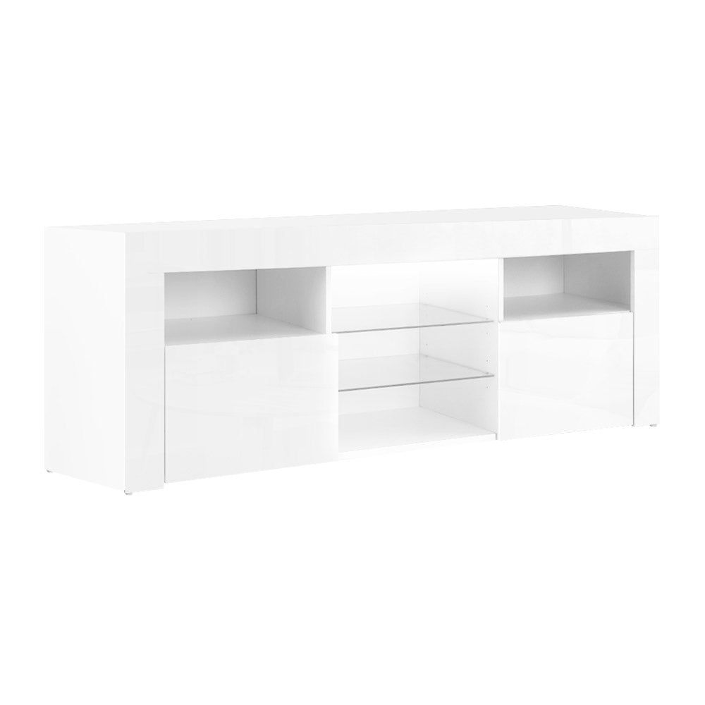 Artiss 145cm White Angus Entertainment Unit TV Cabinet with LED Lighting - Perfect for Living Room, Bedroom & Home Theater Setup