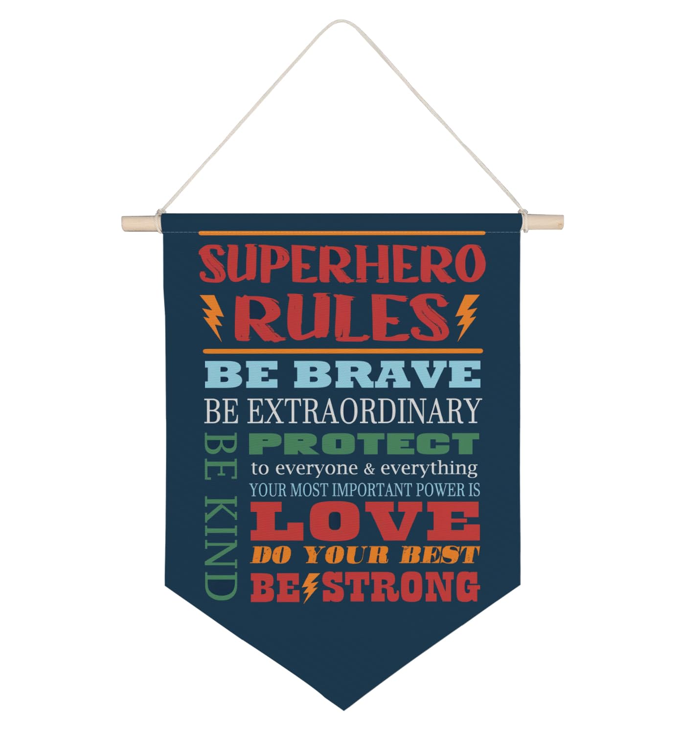 QODUNG Avengers Superhero Rules Inspirational Quote Wall Decor - Canvas Banner for Boys Bedroom, Playroom, Kids Room & Toddler Nursery | Perfect for Superhero Themed Parties & Marvel Fan Gifts