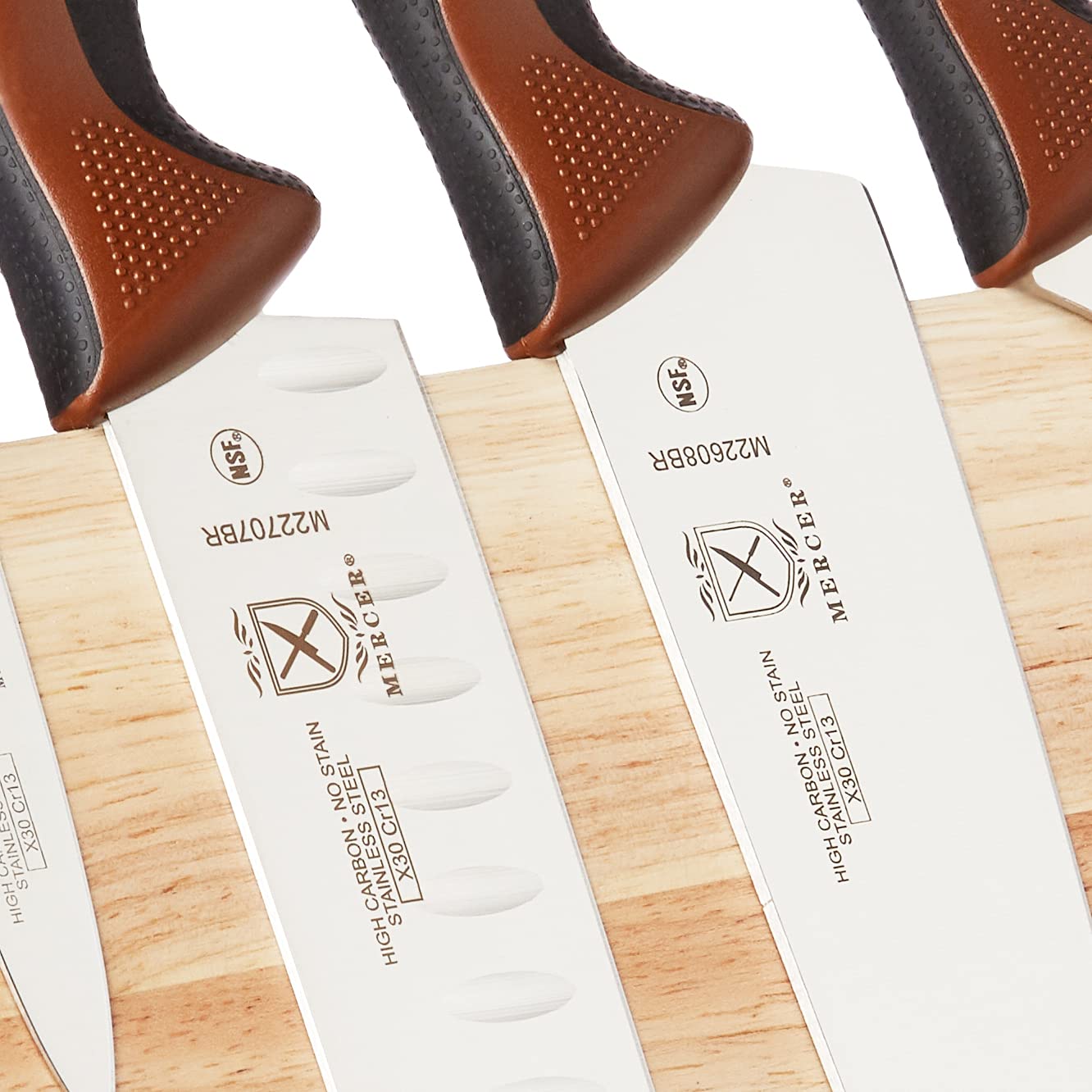 Mercer Culinary Millennia 5-Piece Magnetic Knife Set with Color-Coded Chocolate Handles - Premium Rubberwood Knife Block for Professional Chefs & Home Cooks - Perfect for Kitchen Organization & Safe Knife Storage