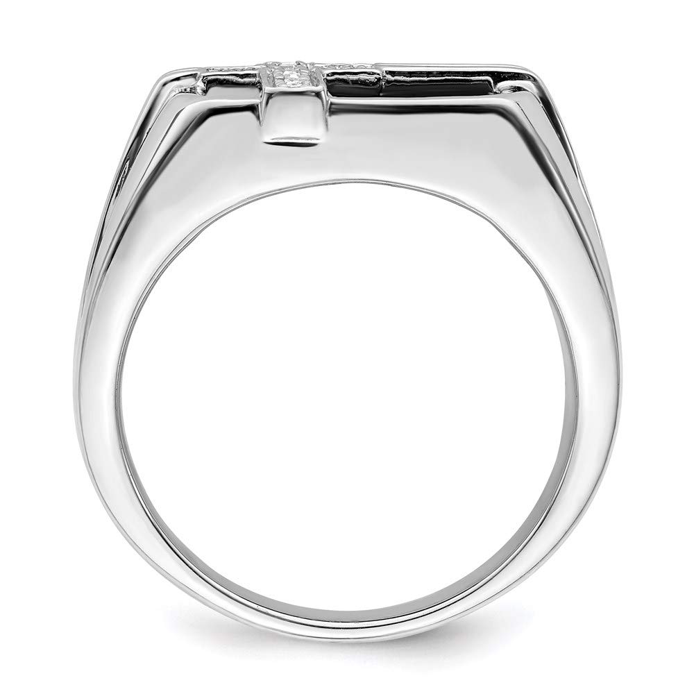 925 Sterling Silver Men's Black Onyx Diamond Cross Ring - Elegant Religious Jewelry for Men, Perfect Gift for Him - Ideal for Church, Weddings, and Special Occasions