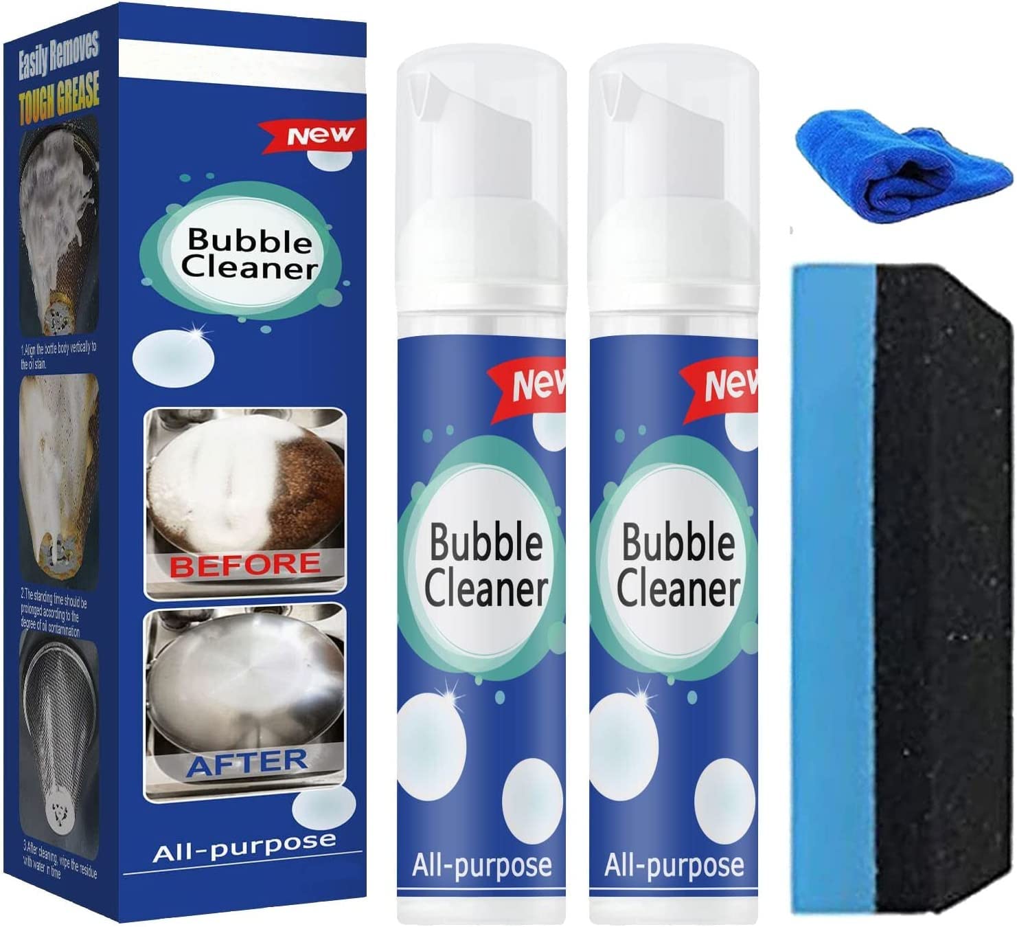 **Heavy Duty Foaming Oil Stain Cleaner - Powerful All-Purpose Foam Cleaner for Stubborn Grease & Grime - Rinse-Free Cleaning Spray (30ml, 2PCS) - Ideal for Kitchen, Garage, and Industrial Use**