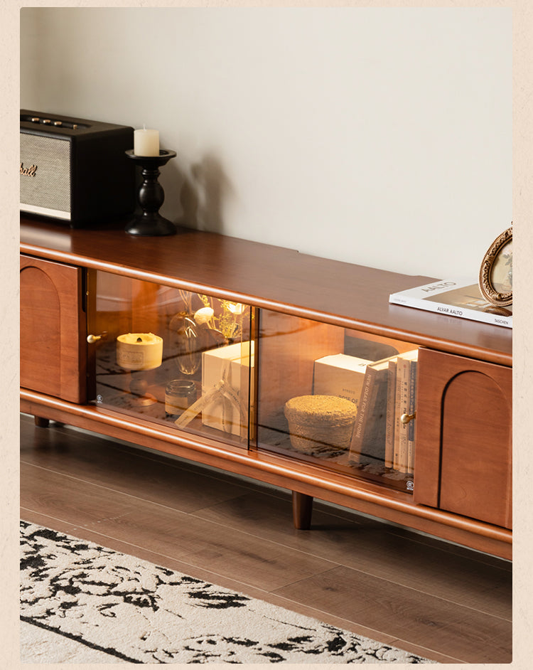 Antique Style Poplar Solid Wood TV Stand - Rustic Entertainment Center for Living Room, Bedroom & Home Theater