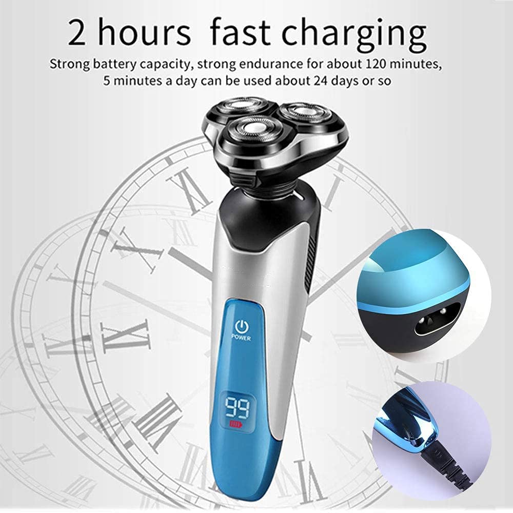 Best Electric Shaver for Men - Rechargeable & Waterproof 4-in-1 Rotary Shaver for Wet/Dry Shaving - Perfect Gift for Husband, Father & Son - Ideal for Travel, Daily Grooming & Sensitive Skin Care