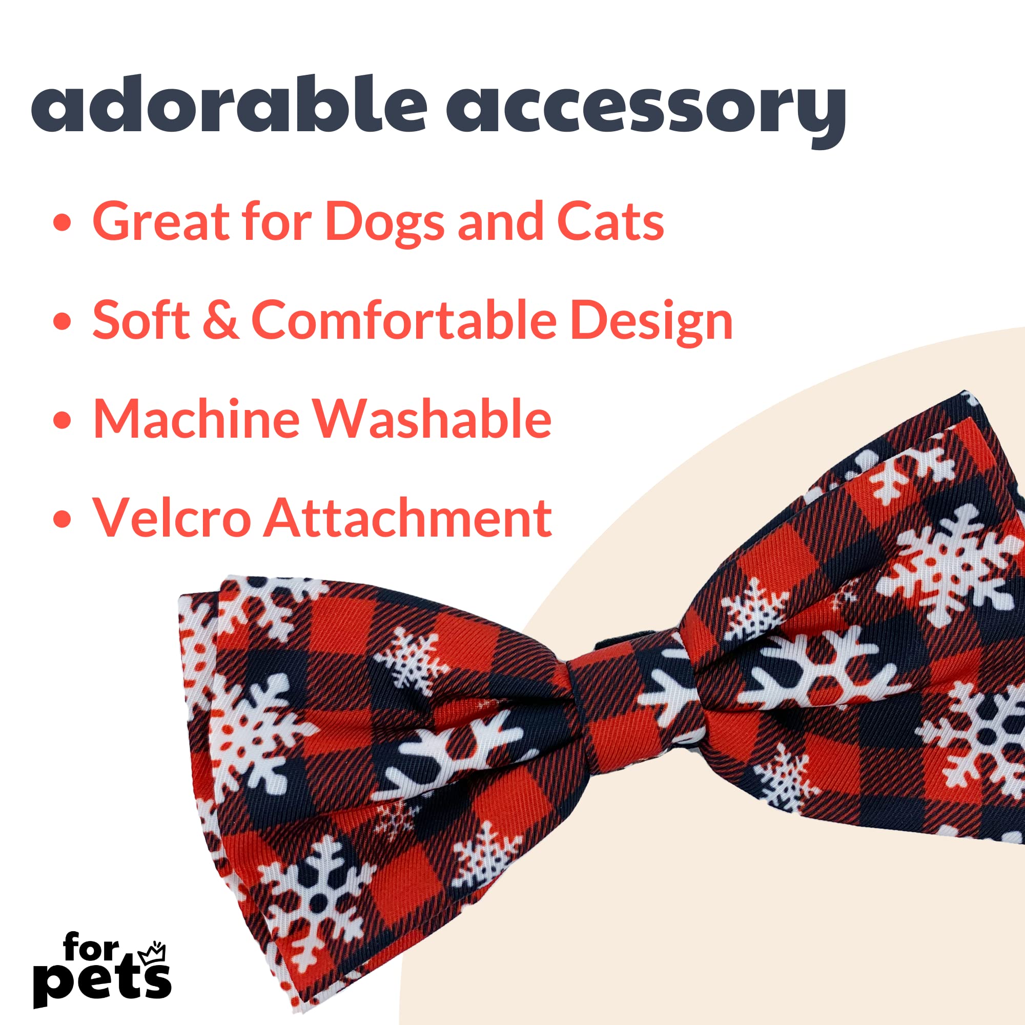 Huxley & Kent Pet Bow Tie for Dogs & Cats - Buffalo & Snow Print (Small) - Christmas Holiday Dog Collar Bow Tie Attachment - Cute, Comfortable & Durable H&K Bow Tie for Pets - Perfect for Christmas Photos, Parties & Special Occasions