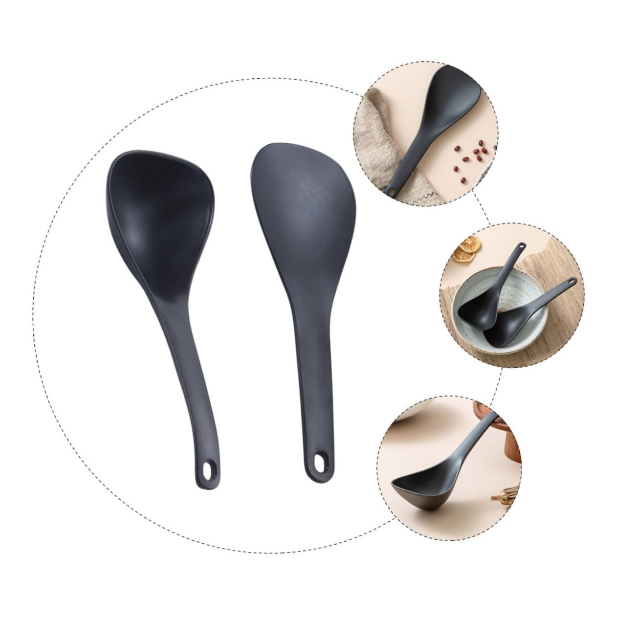 Non-Stick Silicone Soup Spoon Set - Heat Resistant Kitchen Utensils for Serving, Mixing & Scooping Rice, Pasta & Soup - Perfect Home Cooking Accessories for Everyday Meals & Family Gatherings