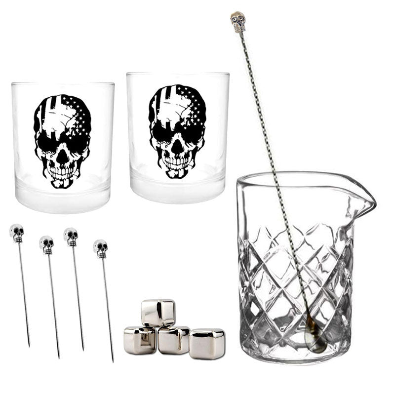 BarConic® Premium Skull Whiskey Glasses Set - 2 Pack, Unique Gothic Design for Bourbon, Scotch & Whiskey Lovers - Perfect for Halloween Parties, Home Bars & Gifts