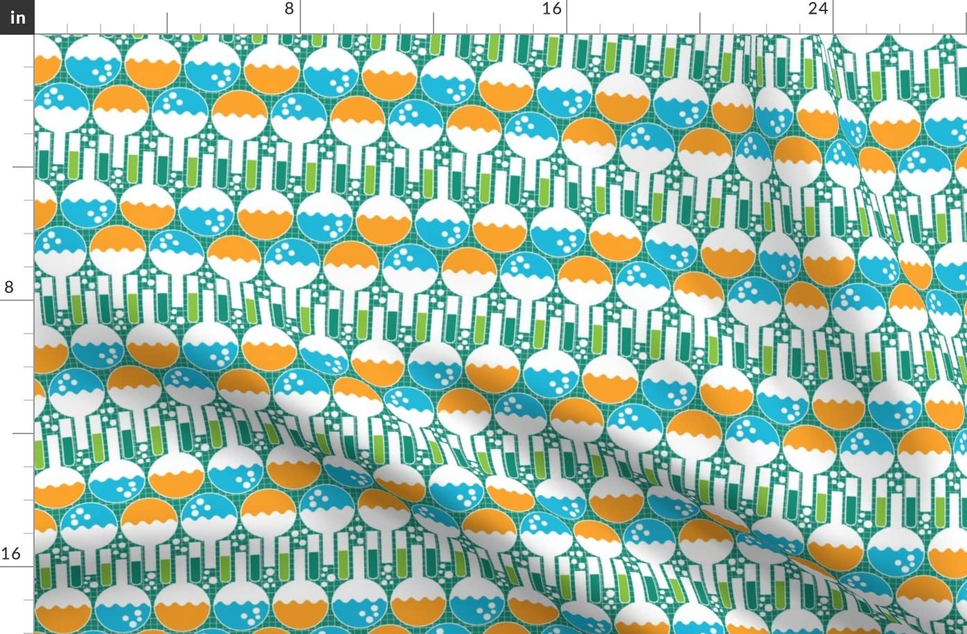 Bubbles Nursery Science Chemistry Lab Kids Printed Denim Fabric by The Yard - Durable Bottomweight Fabric for Apparel, Home Decor & Upholstery - Perfect for DIY Projects, Kids' Clothing & Nursery Decor
