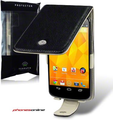 Premium Google Nexus 4 Leather Flip Case - Slim Protective Cover with Card Slots for Wallet Function (Black) | Perfect for Business Professionals & Daily Commuters