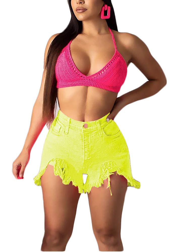 Women's Plus Size Ripped Denim Shorts with Tassel Frayed Hem - Stylish Distressed Jean Shorts for Summer Outfits, Beach Vacations & Casual Wear