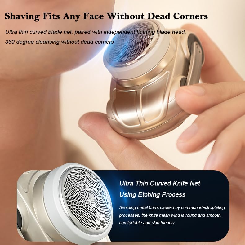 Electric Shaver for Men - USB Rechargeable Waterproof Rotary Razor | Portable Mini Travel Shaver | Matte Finish Grooming Kit | Perfect Gift for Boyfriend, Husband & Father | Home, Office & Travel Use