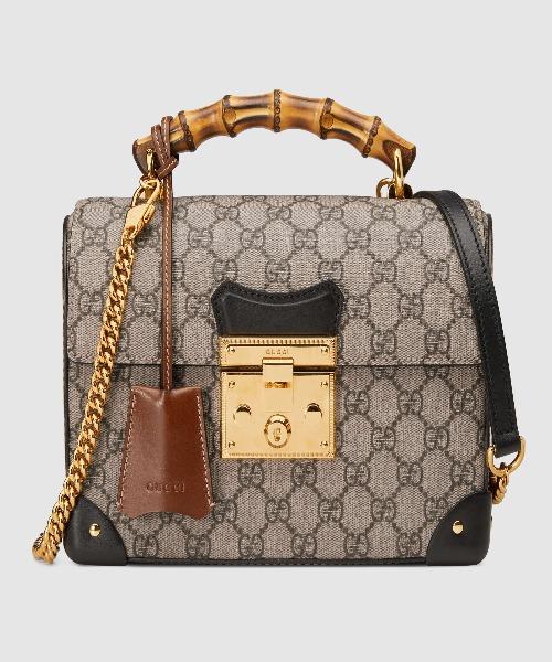 Gucci GG Supreme Padlock Small Bamboo Shoulder Bag for Women - Luxury Crossbody Purse for Everyday Use, Work & Travel