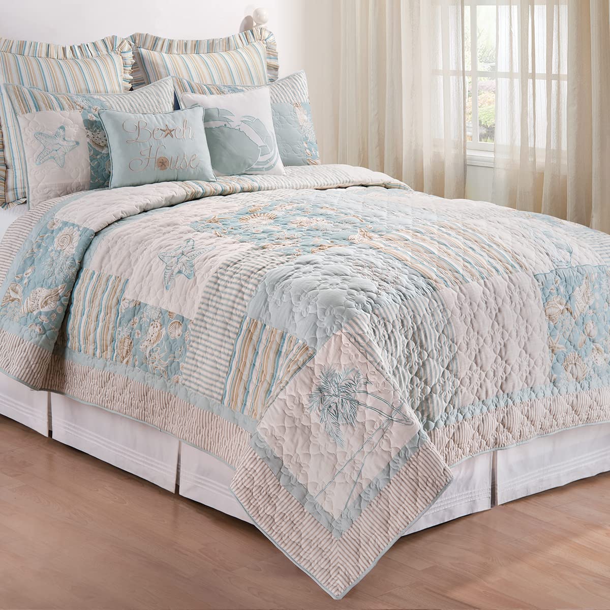 C&F Home Sandbridge King Size Lightweight Reversible Cotton Quilt - Machine Washable, Green - Perfect for Bedroom, Guest Room & Cozy Home Decor