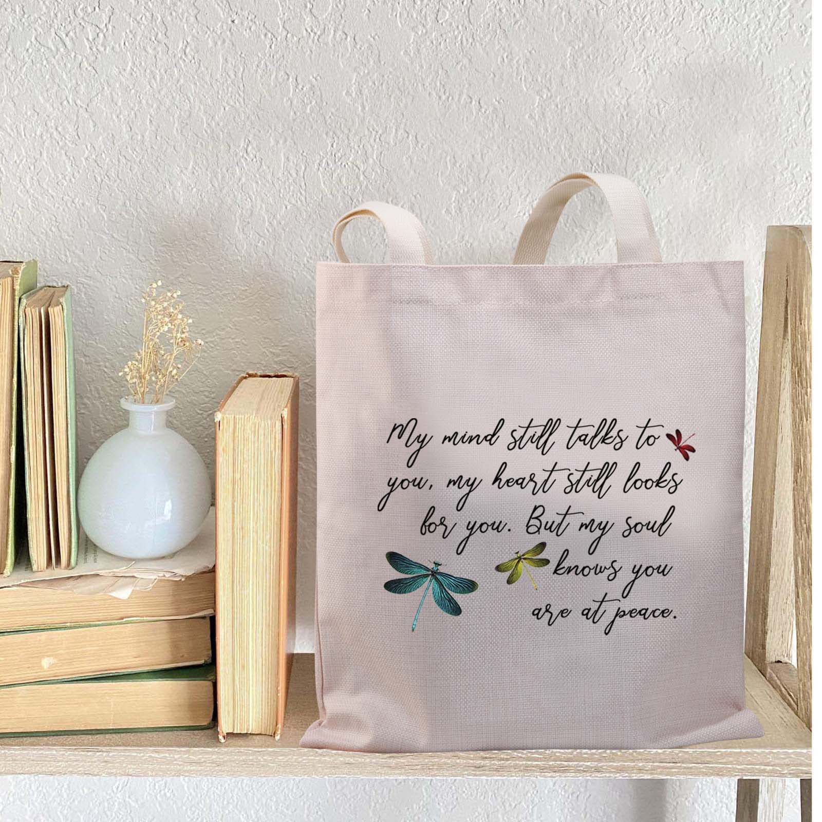 BDPWSS Dragonfly Tote Bags for Women - Stylish Dragonfly Print Handbag for Dragonfly Lovers, Memorial Gift & Everyday Use - Perfect for Work, Shopping, and Travel (Dragonfly at Peace TG)