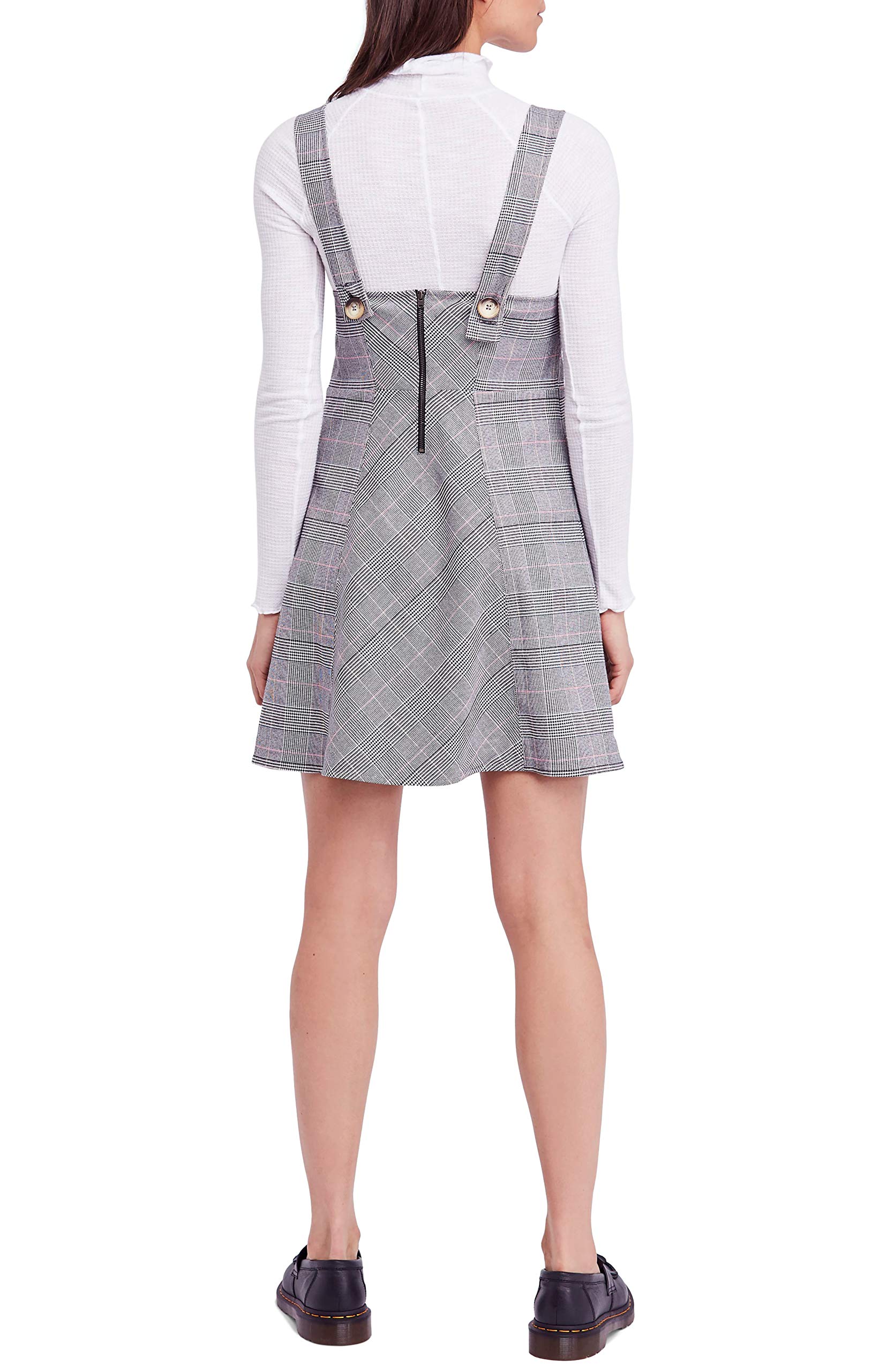 Free People Women's Say No More Plaid Mini Dress - Black Size 8 | Flirty Casual Outfit for Date Night & Summer Parties