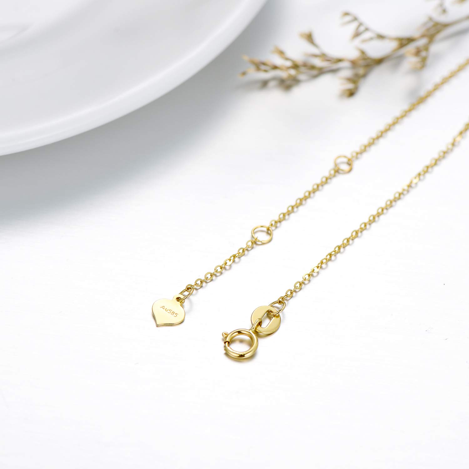 14K Solid Gold Beaded Bracelet for Women | Elegant Yellow Gold Jewelry | Adjustable 6.5