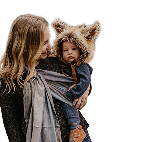 Extra Soft Bamboo Linen Baby Wrap Carrier - Hip Baby Ring Sling for Newborns & Infants - Machine Washable, All-Natural Plant Dyes - Perfect Baby Shower Gift (Stormy) | Hands-Free Babywearing for Errands, Walks & Bonding Time