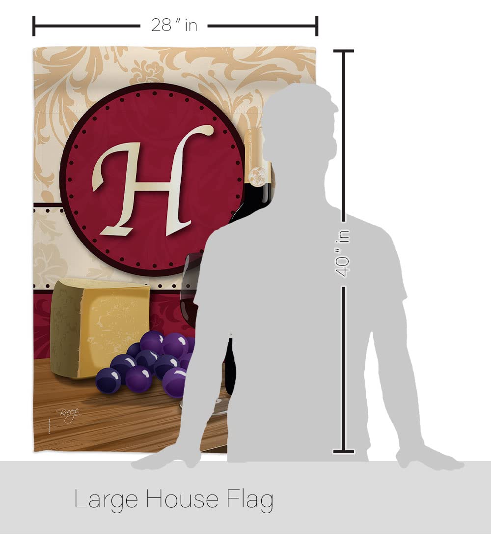 H Initial Happy Hour House Flag Set 28x40 - Wine Decor for Outdoor Parties