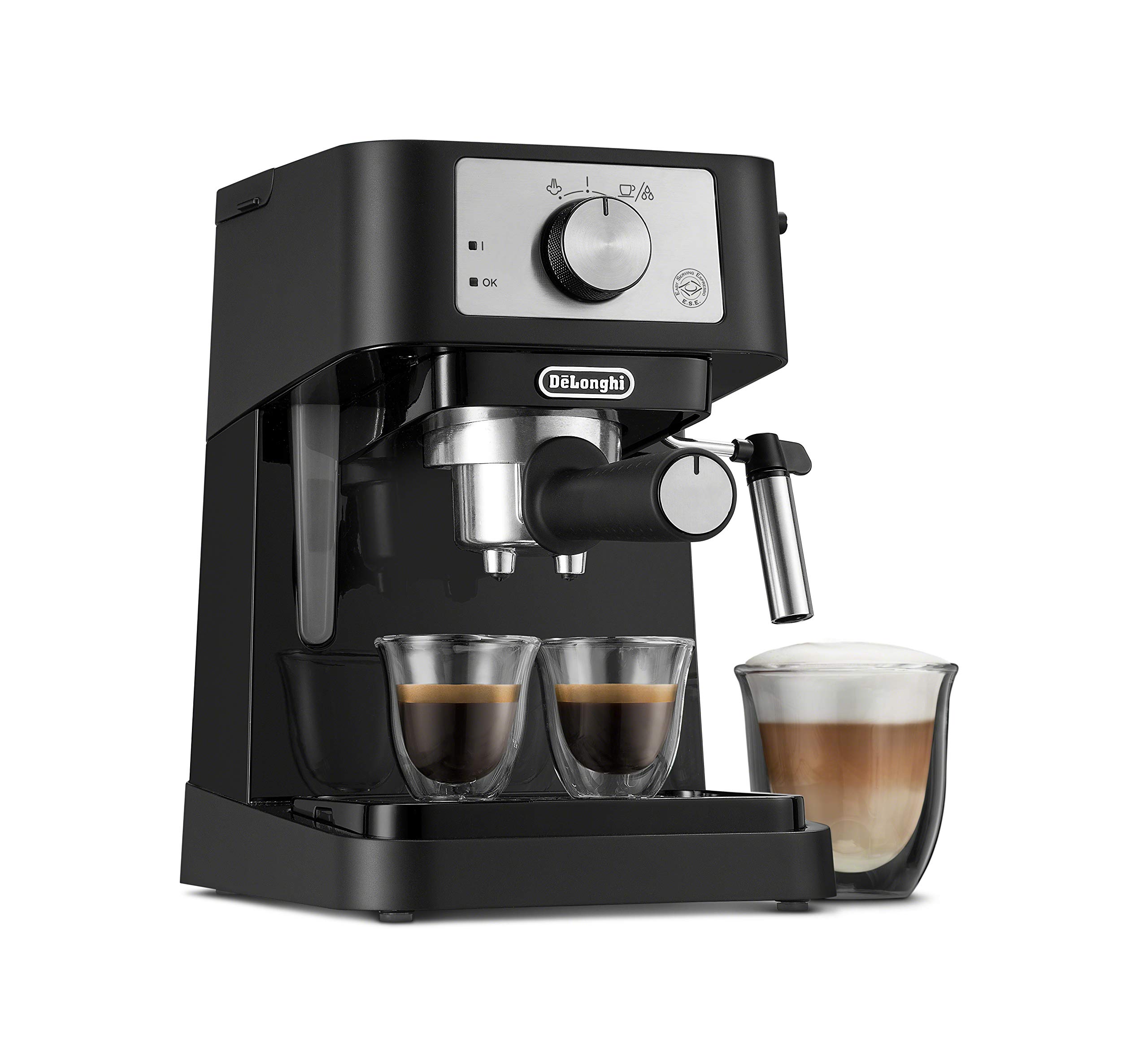 De'Longhi 15 Bar Pump Manual Espresso Machine with Milk Frother & 2 Thermo Glasses - Perfect for Home Baristas & Coffee Lovers