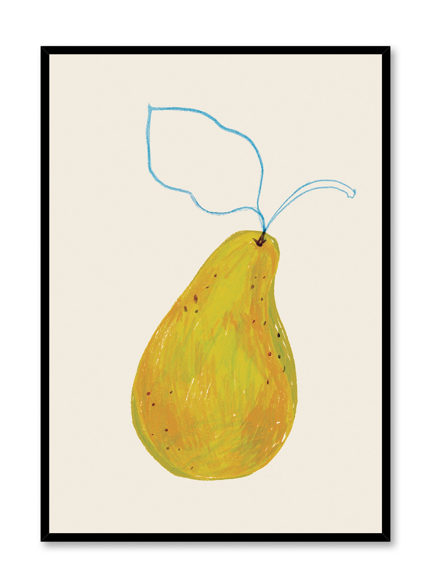 Blue Pear Study Art Poster - Vintage Fruit Wall Decor for Home, Office & Classroom Aesthetic