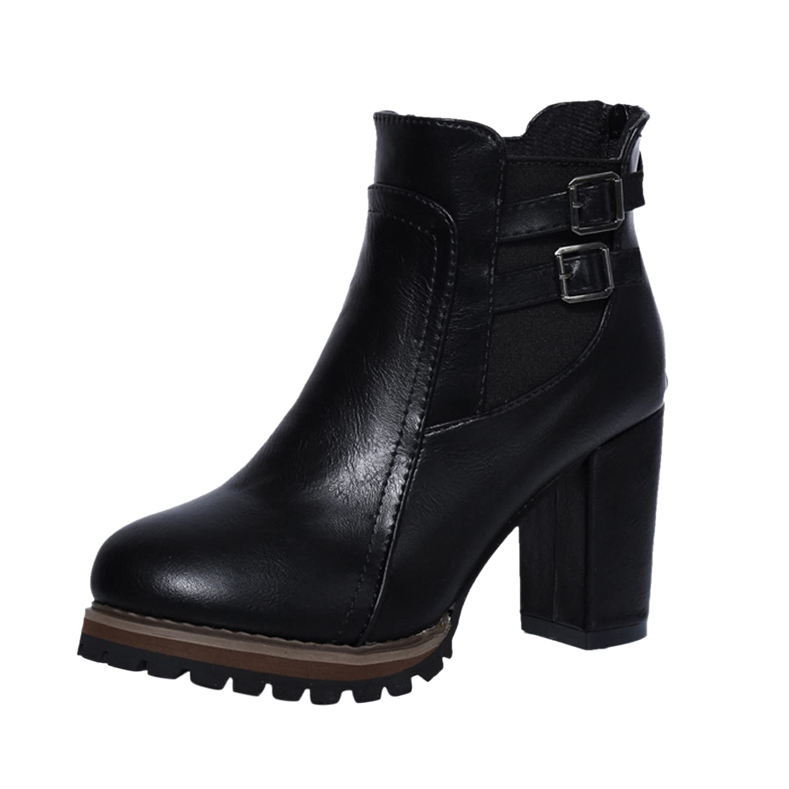 Women's Ankle Boots with Low Heel & Side Zipper - Comfortable Lace-Up Casual Shoes for Women | Perfect for Office, Dating & Everyday Wear