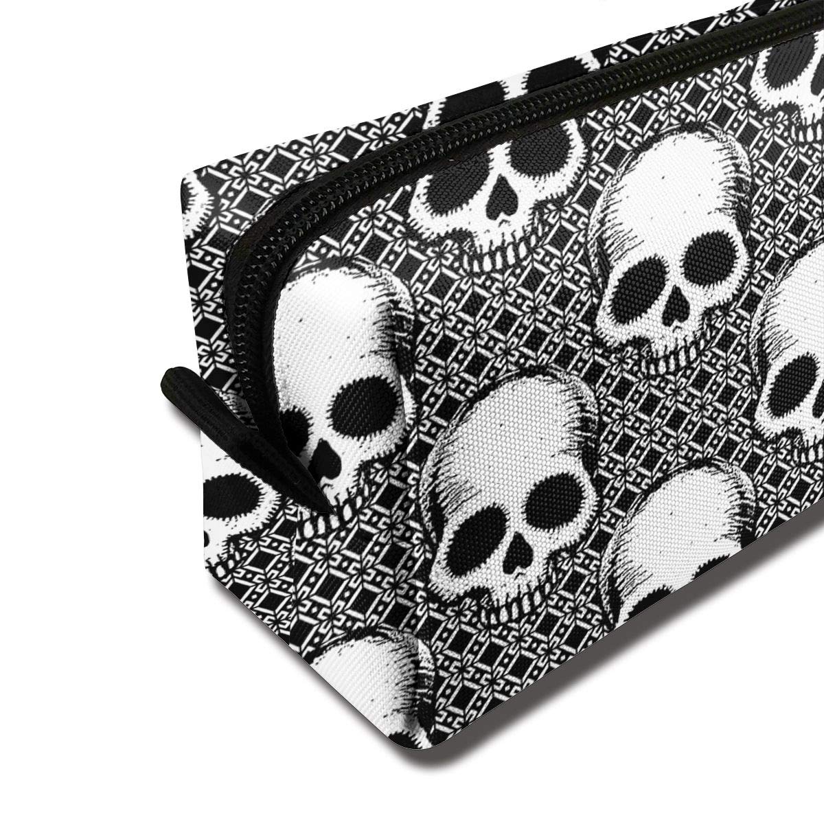 YISHOW Black and White Skulls Makeup Bag - Cute Travel Cosmetic Pouch, Toiletry Organizer Case for Women | Perfect for Travel, Gym, and Daily Essentials Storage