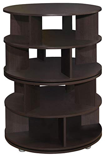 Kings Brand Furniture – 4-Tier Rotating Shoe Rack Organizer, 360° Revolving Lazy Susan for Entryway, Closet, Bedroom & Hallway Storage – Chocolate Brown – Perfect for Small Spaces & Shoe Collection Organization