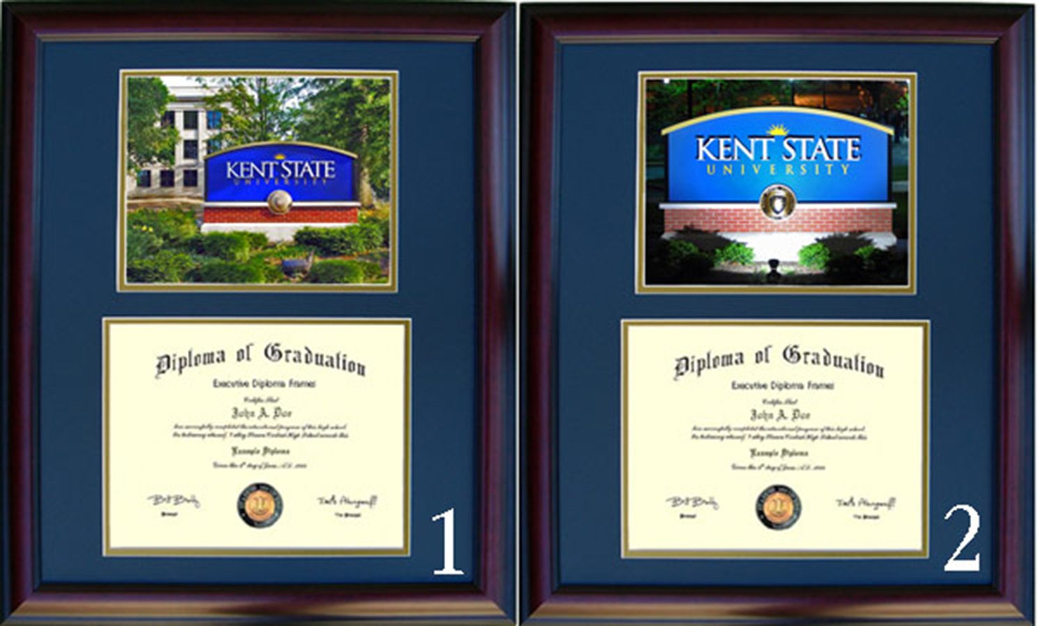 Kent State University Diploma Frame with Photo Display - Elegant Walnut Wood Graduation Certificate Holder for Wall - Perfect for Office Decor, Graduation Gifts & Alumni Memorabilia