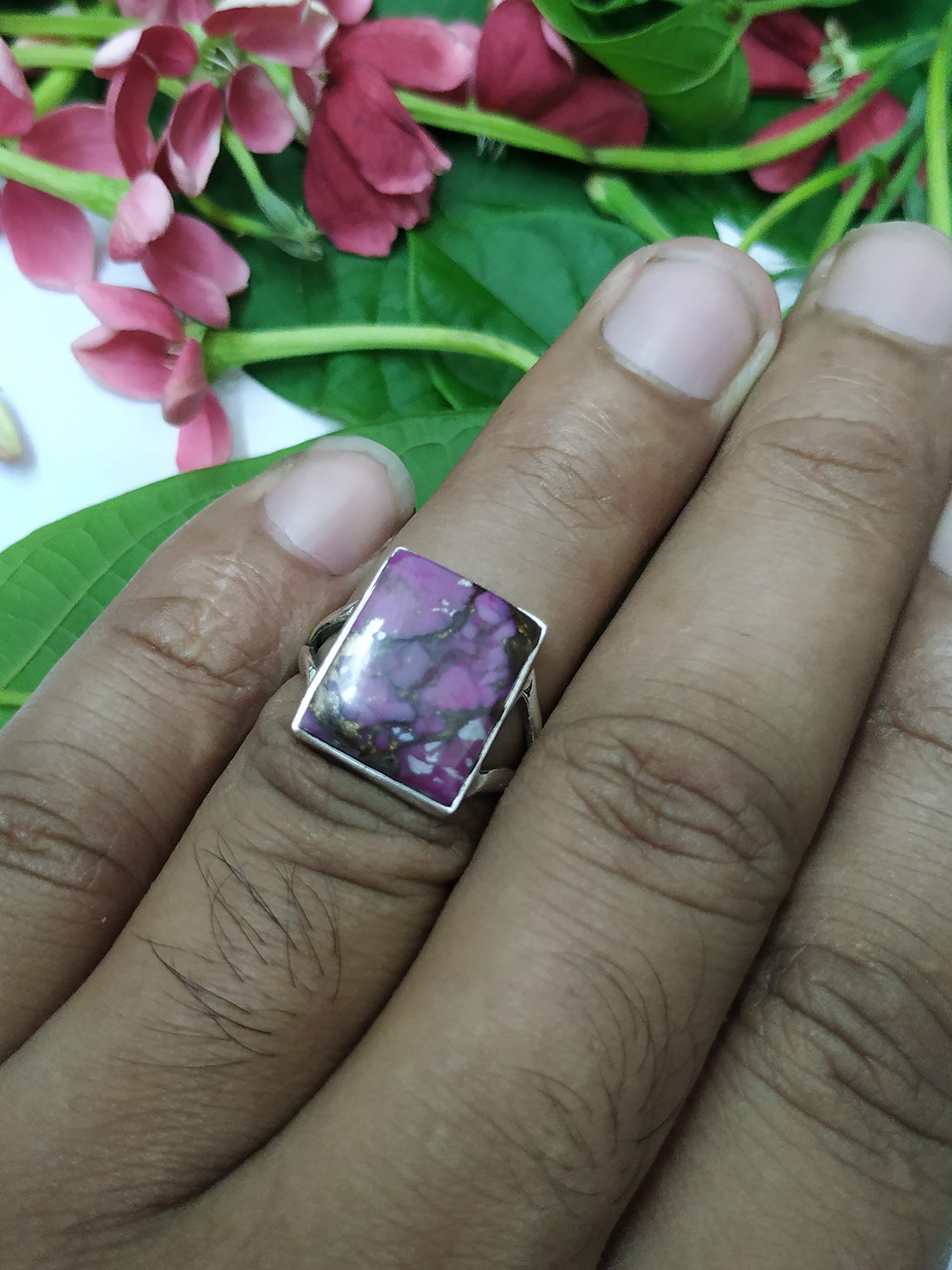 925 Sterling Silver Purple Copper Turquoise Ring - December Birthstone Jewelry, Handmade Boho Gypsy Style Ring for Women    Perfect for Weddings, Bridesmaid Gifts, Promise Rings & Gothic Fashion Accessories