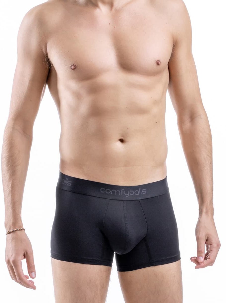 Comfyballs Pitch Black Performance Regular Underwear - Breathable & Comfortable Men's Boxer Briefs for Workout, Running & Everyday Wear