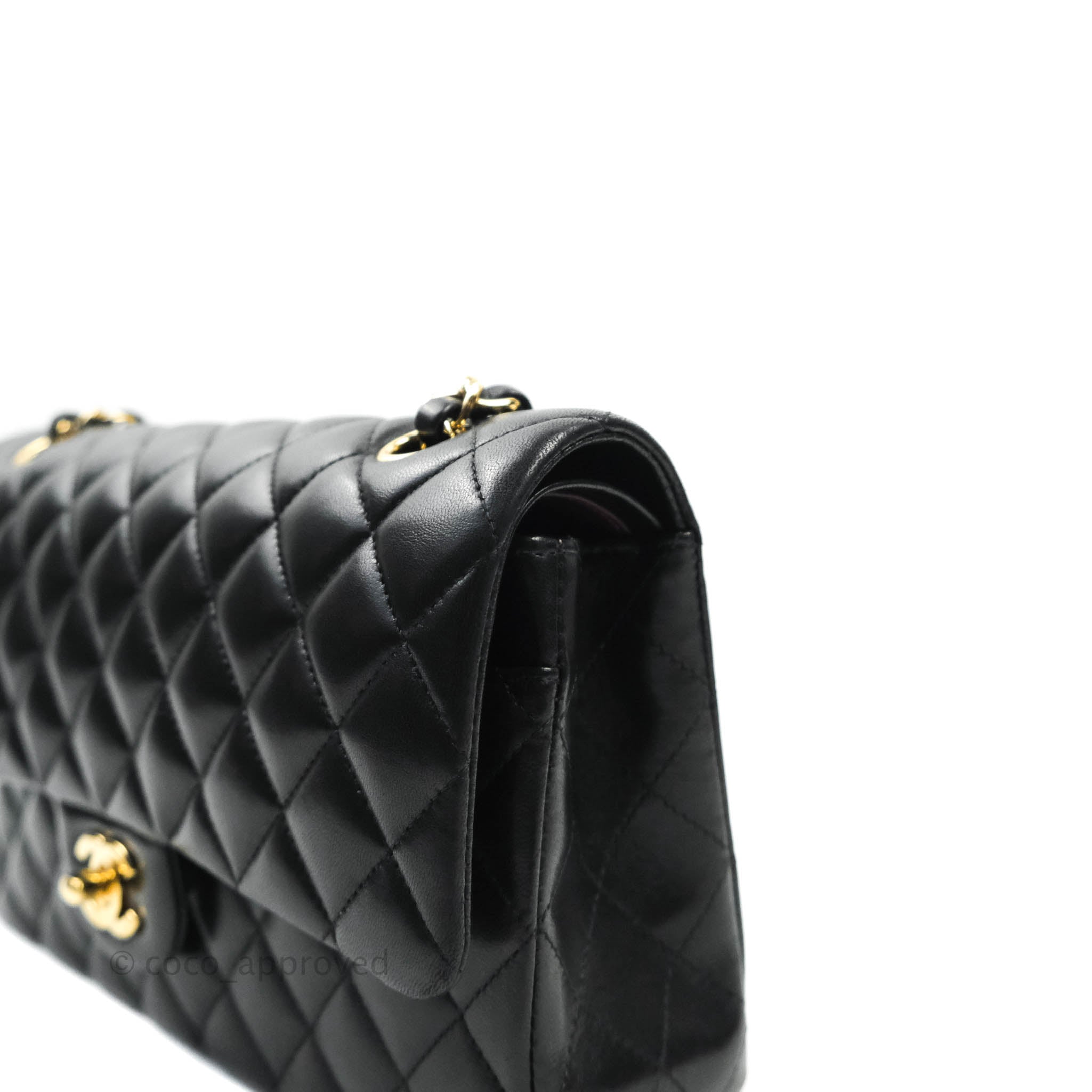 Chanel Classic Medium Double Flap Bag Black Lambskin Leather with Gold Hardware - Luxury Handbag for Women, Perfect for Evening Events & Special Occasions