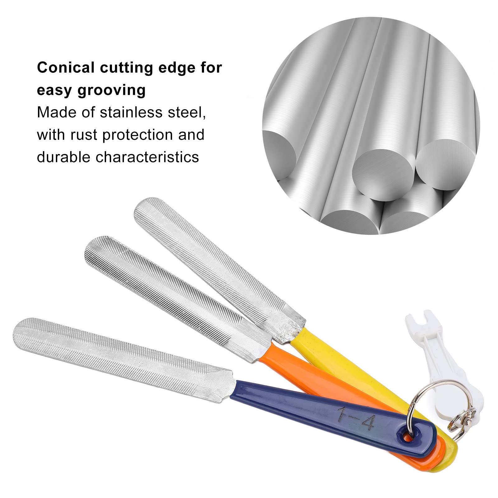 3-Piece Guitar Nut Slotting Files Set - Stainless Steel Guitar Nut & Bridge Files for Guitar Repair - Portable & Durable Guitar Maintenance Tools - Perfect for Luthiers, Musicians & DIY Guitar Repair at Home or Studio