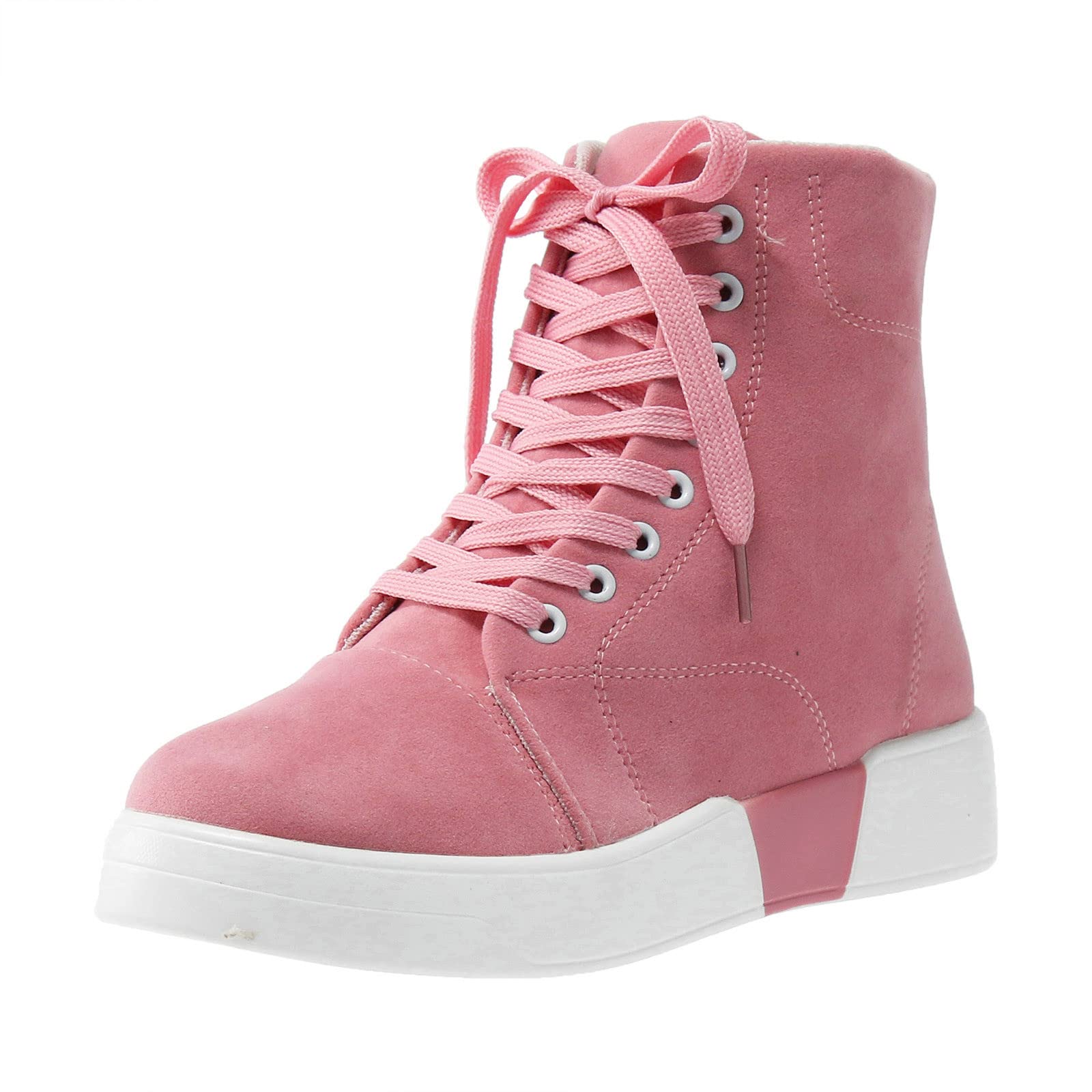 Women's White High Top Lace Up Ankle Booties - Fashion Casual Skate Shoes for Walking & Comfort - Perfect for Daily Wear, Outfits & Street Style