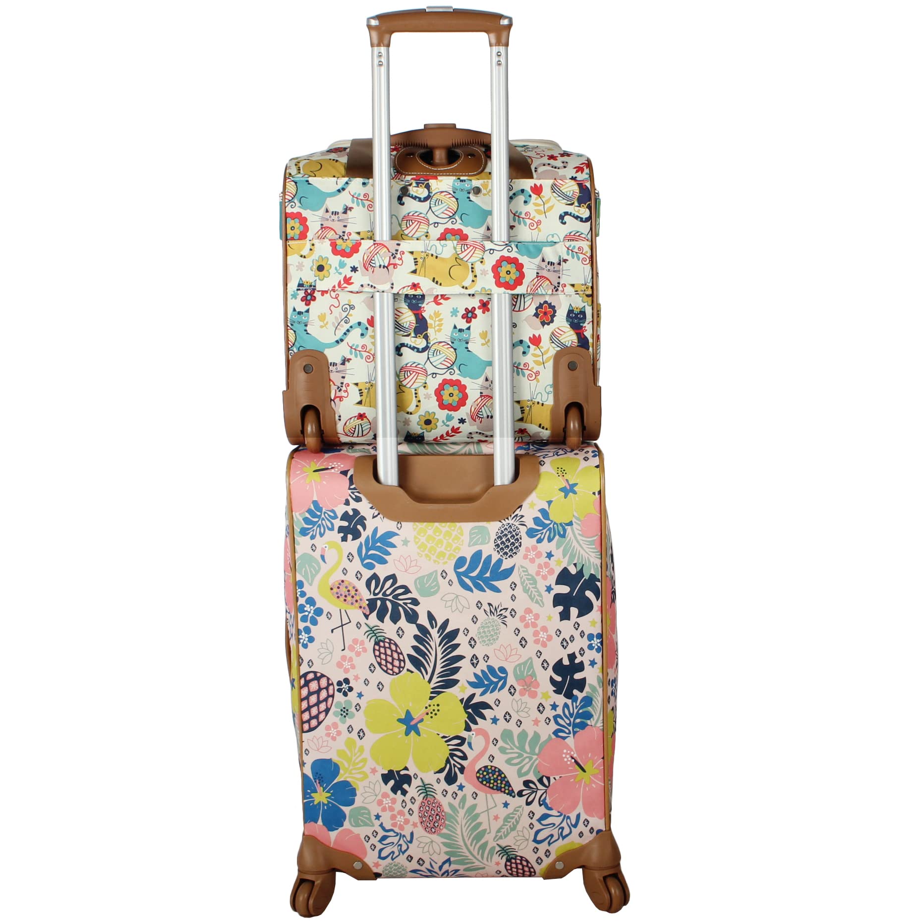 Lily Bloom Designer 15 Inch Carry On Luggage - Lightweight Weekender Overnight Business Travel Suitcase with 2 Rolling Wheels - Under Seat Rolling Bag for Women (Furry Friend) - Perfect for Airplane, Train & Weekend Getaways