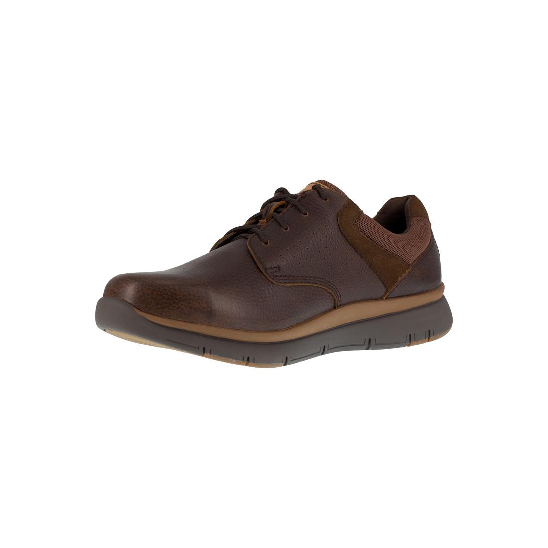 Primetime Casuals Men's Steel Toe Oxford Work Shoes - Brown Leather Safety Toe Work Boots for Construction, Warehouse & Industrial Work