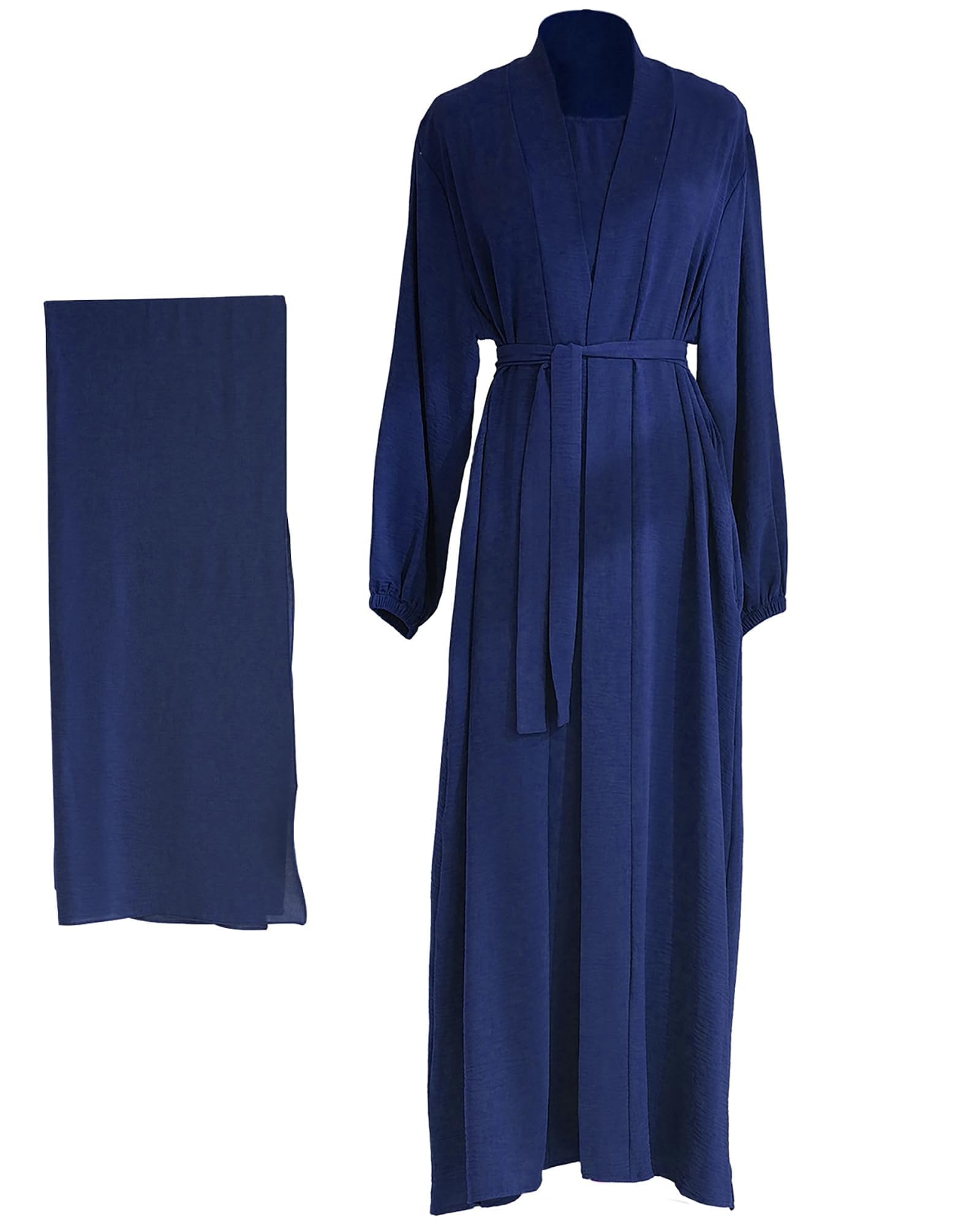 Women's Muslim Dress Two Piece Set - Islamic Prayer Abaya & Modest Solid Color Outfit for Hijab Fashion | Perfect for Eid, Ramadan & Daily Wear