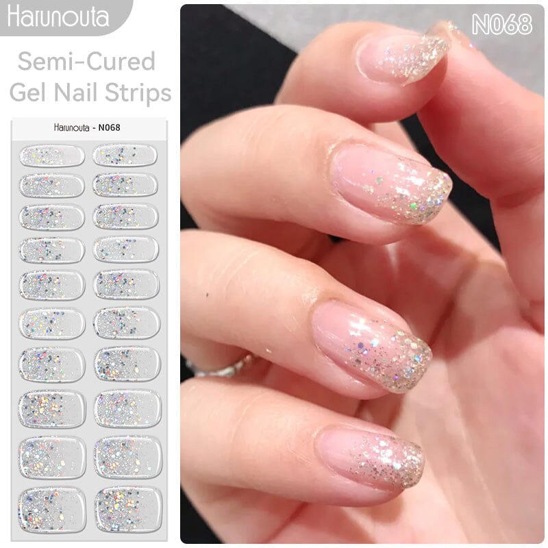 20-Pack Semi Cured Gel Nail Strips Kit - Trendy Designs N061 & N078 - DIY Salon-Quality Manicure at Home for Parties, Weddings & Special Occasions
