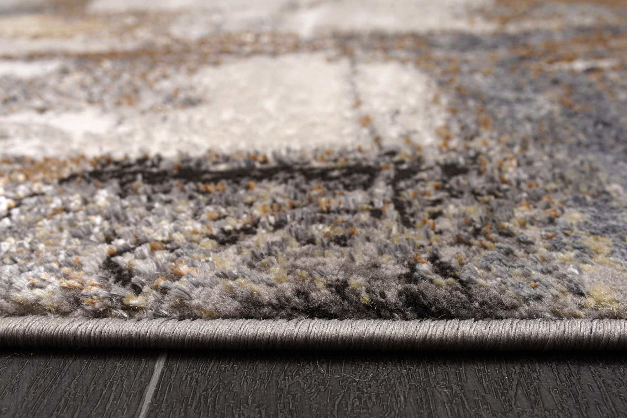 Dole Rugs Cream Copper Gold Grey Metallic Rustic Abstract Patchwork Pattern Area Rug 5'2