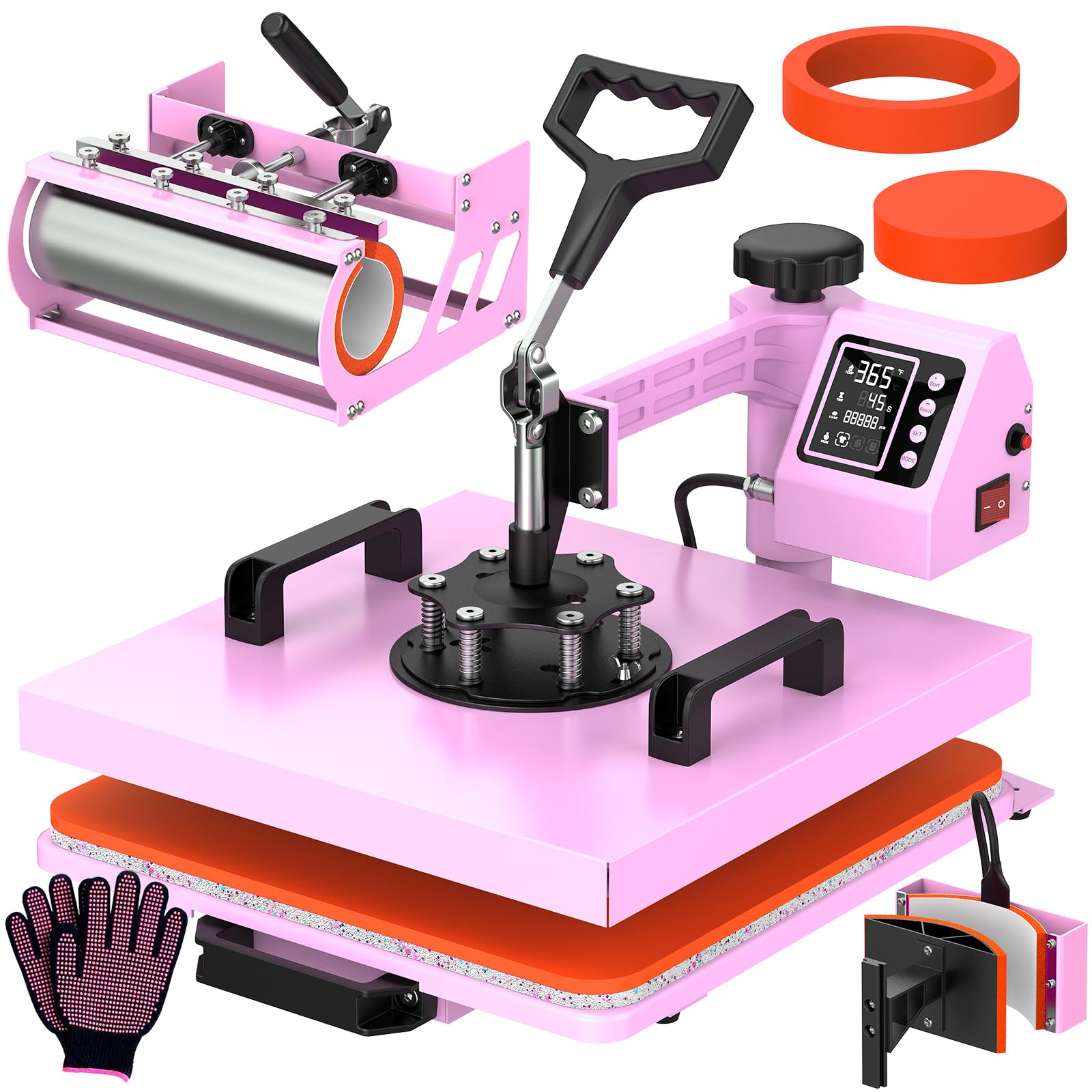 12x15 Inch 5-in-1 Heat Press Machine with 30oz Tumbler Attachment - Digital T-Shirt, Mug, Hat & Plate Heat Transfer Press for DIY Crafts & Small Business (Perfect for Custom Apparel, Drinkware & Promotional Items)