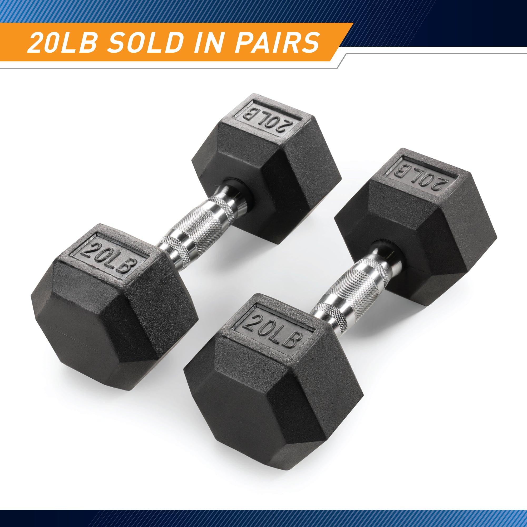 Marcy 20lb Rubber Hex Dumbbells Pair - Heavy Duty Free Weights for Strength Training, Home Gym & CrossFit Workouts