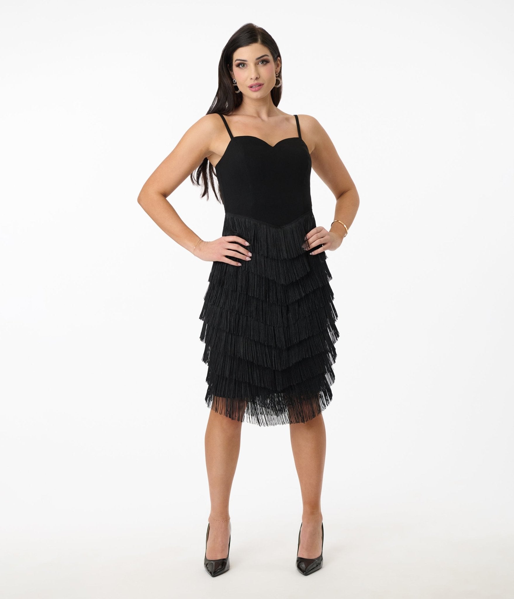 Vintage Black Chevron Fringe Pencil Dress for Women - Retro 50s Style Bodycon Cocktail Party Dress - Perfect for Evening Events, Date Nights & Special Occasions