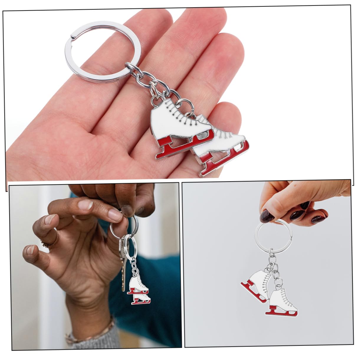 Anneome Skating Keychain Set - 3pcs Metal Ice Skate Pendant Keychains for Women, Fashionable Charm Key Rings - Perfect for Gifts, Bags, and Winter Sports Enthusiasts
