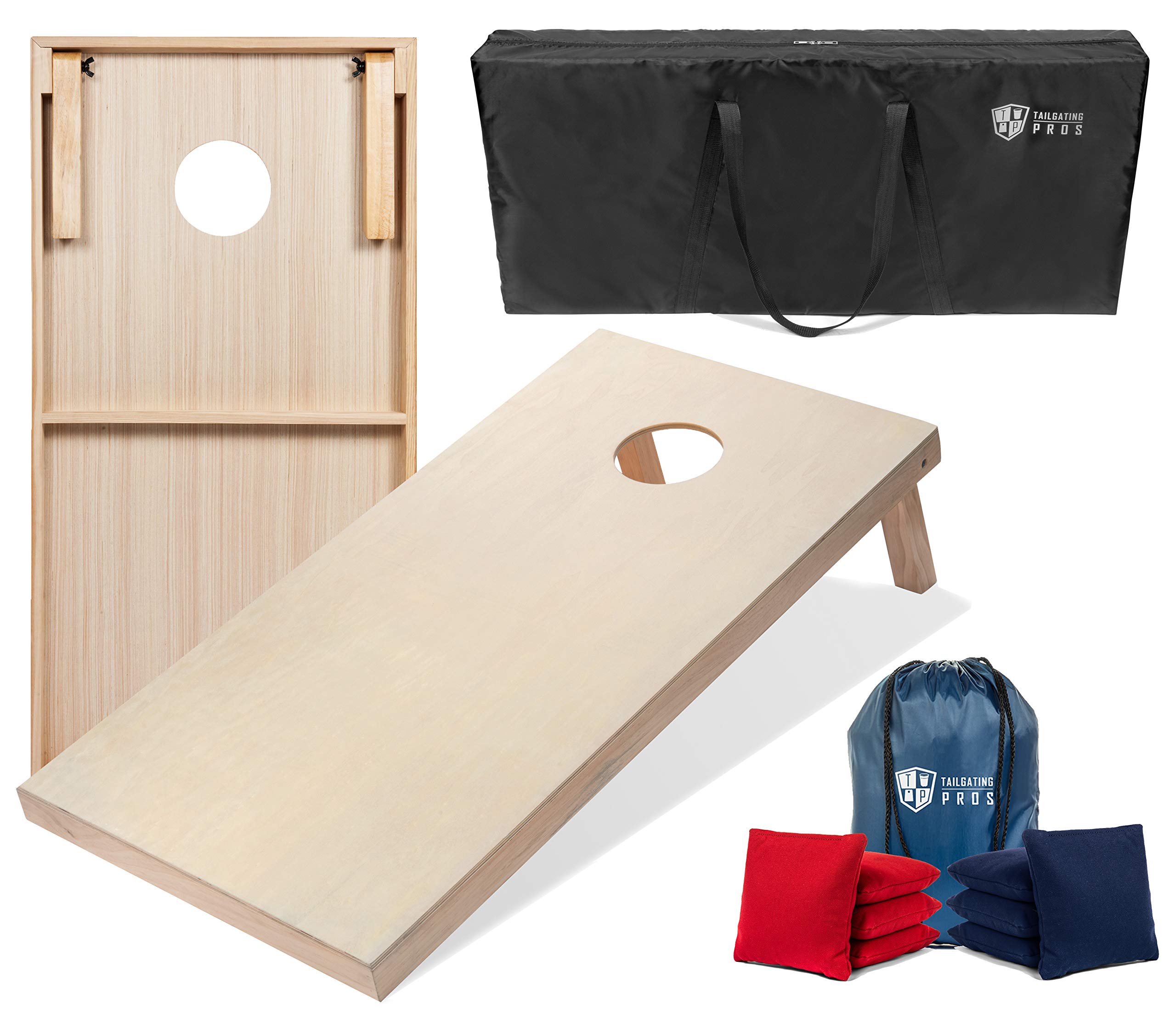 Premium Cornhole Game Set - 4'x2' & 3'x2' Regulation Size Boards with Carrying Case & 8 Bean Bags - 150+ Color Options (LED Lights Available) - Perfect for Tailgating, Backyard Parties, and Outdoor Family Fun