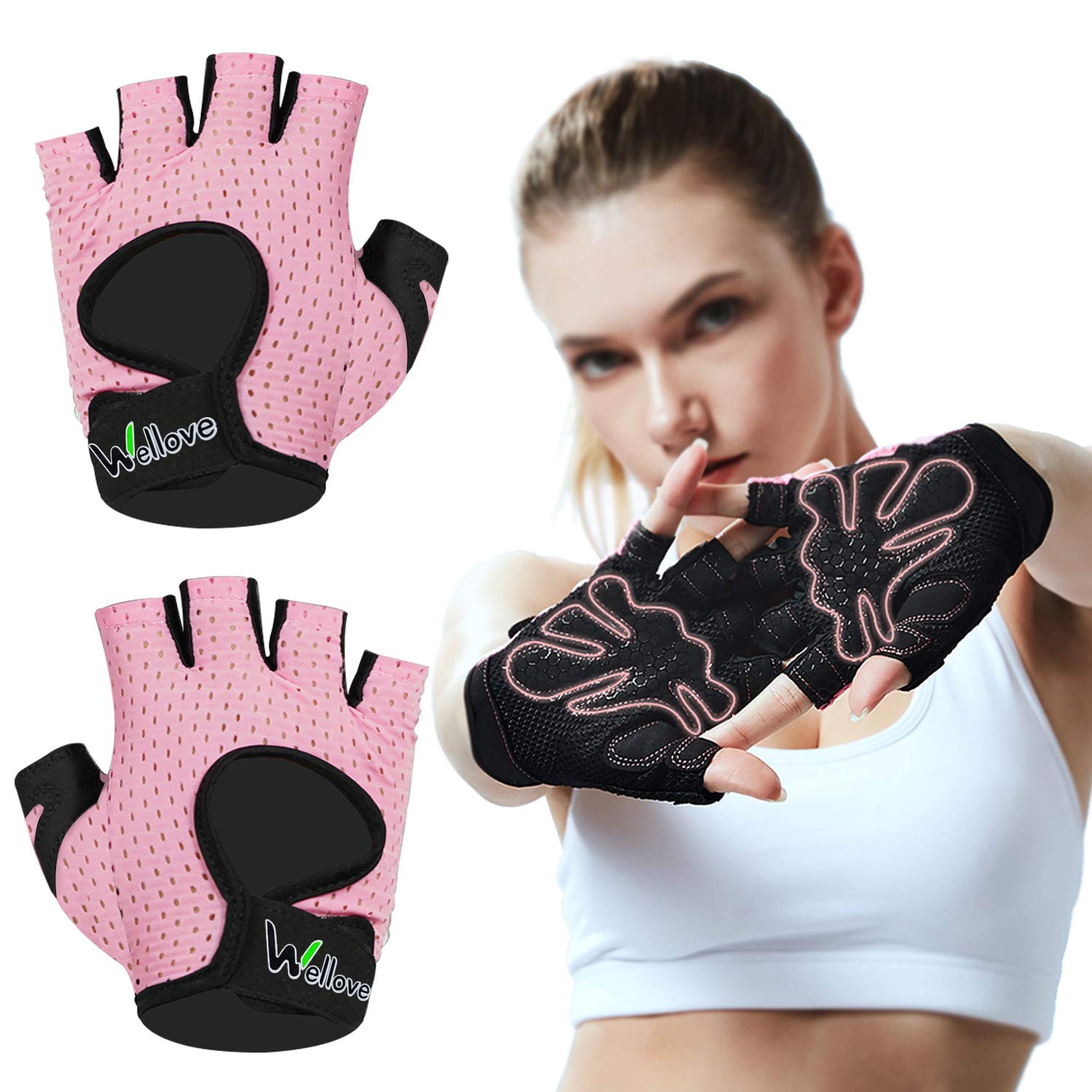 WELLOVE Weightlifting Gloves for Men & Women - Breathable Fitness Gloves with Palm Support for Gym Training, CrossFit, Powerlifting - Perfect for Weight Lifting, Workout & Strength Training