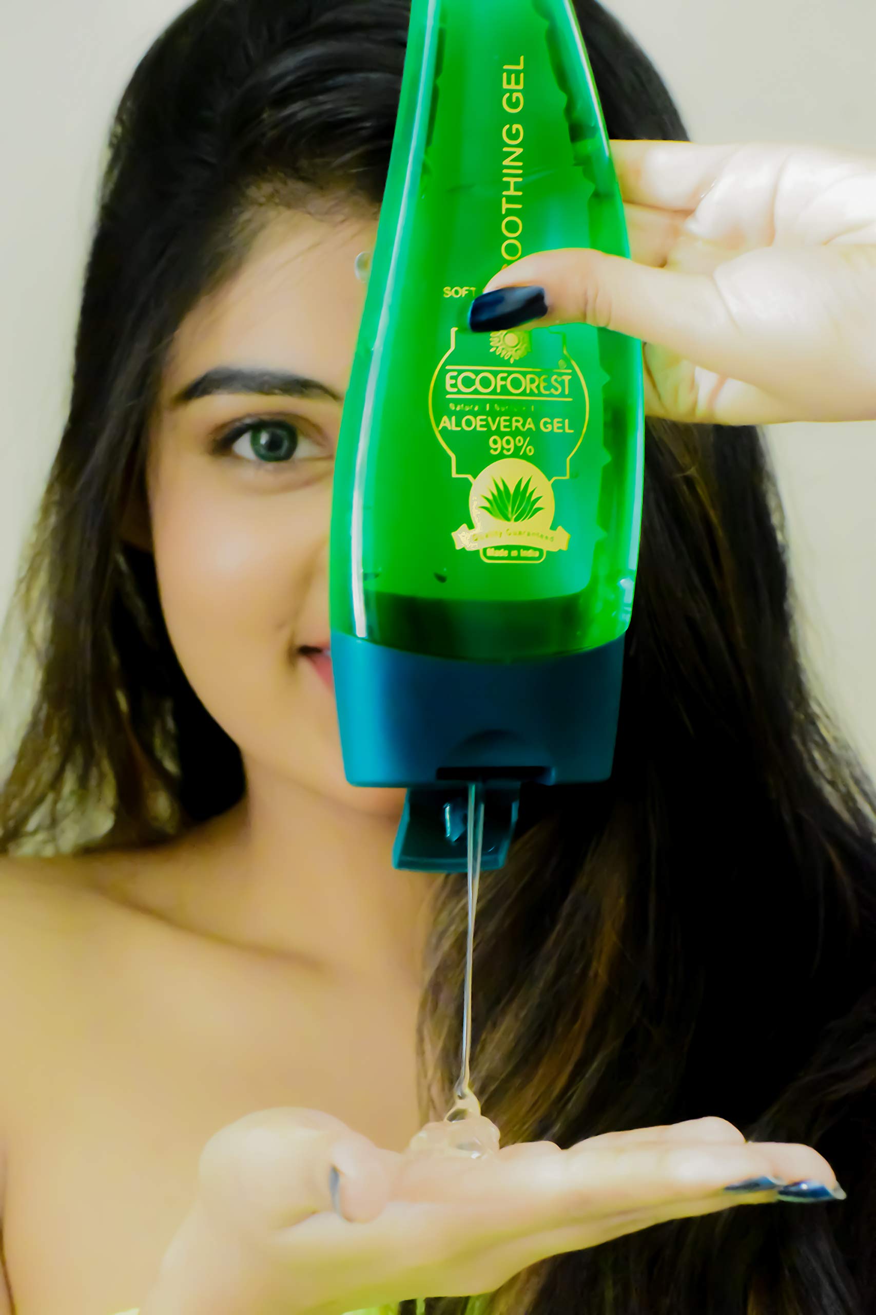 EcoForest 99% Pure Aloe Vera Gel with Vitamin E - Paraben Free, 200ml + 20ml Bonus - Organic Skin & Hair Care for Face, Acne Scars, Sunburn Relief & Daily Moisturizing - Perfect for Sensitive Skin & Natural Hair Treatment