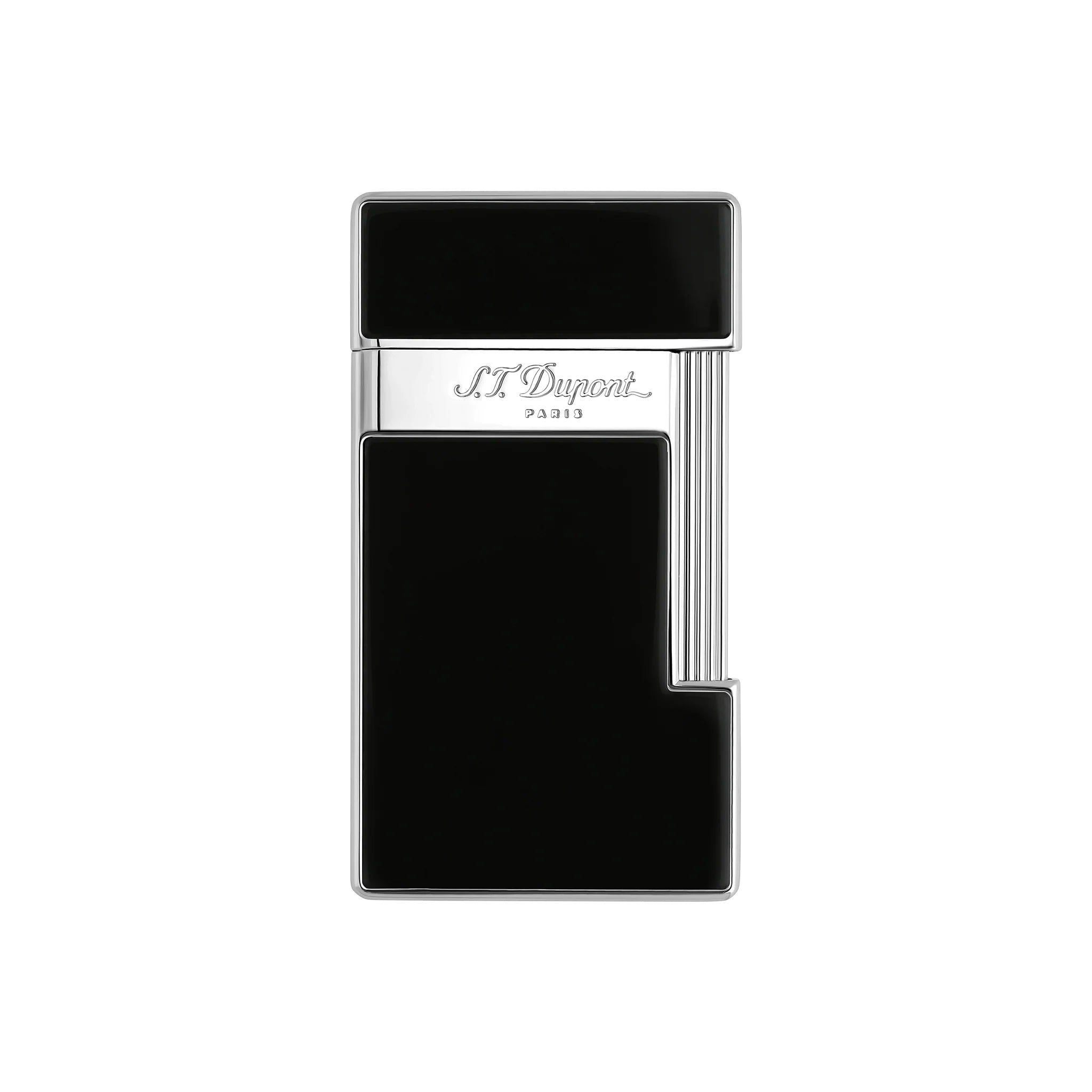 S.T. Dupont Slimmy Black Lacquer & Chrome Luxury Lighter - Premium Windproof Flame for Cigars, Candles & Outdoor Use