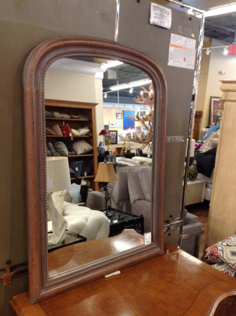Round Top Wooden Framed Wall Mirror - Vintage Style Home Decor for Bedroom, Living Room & Bathroom | Perfect for Vanity, Entryway & Dressing Area