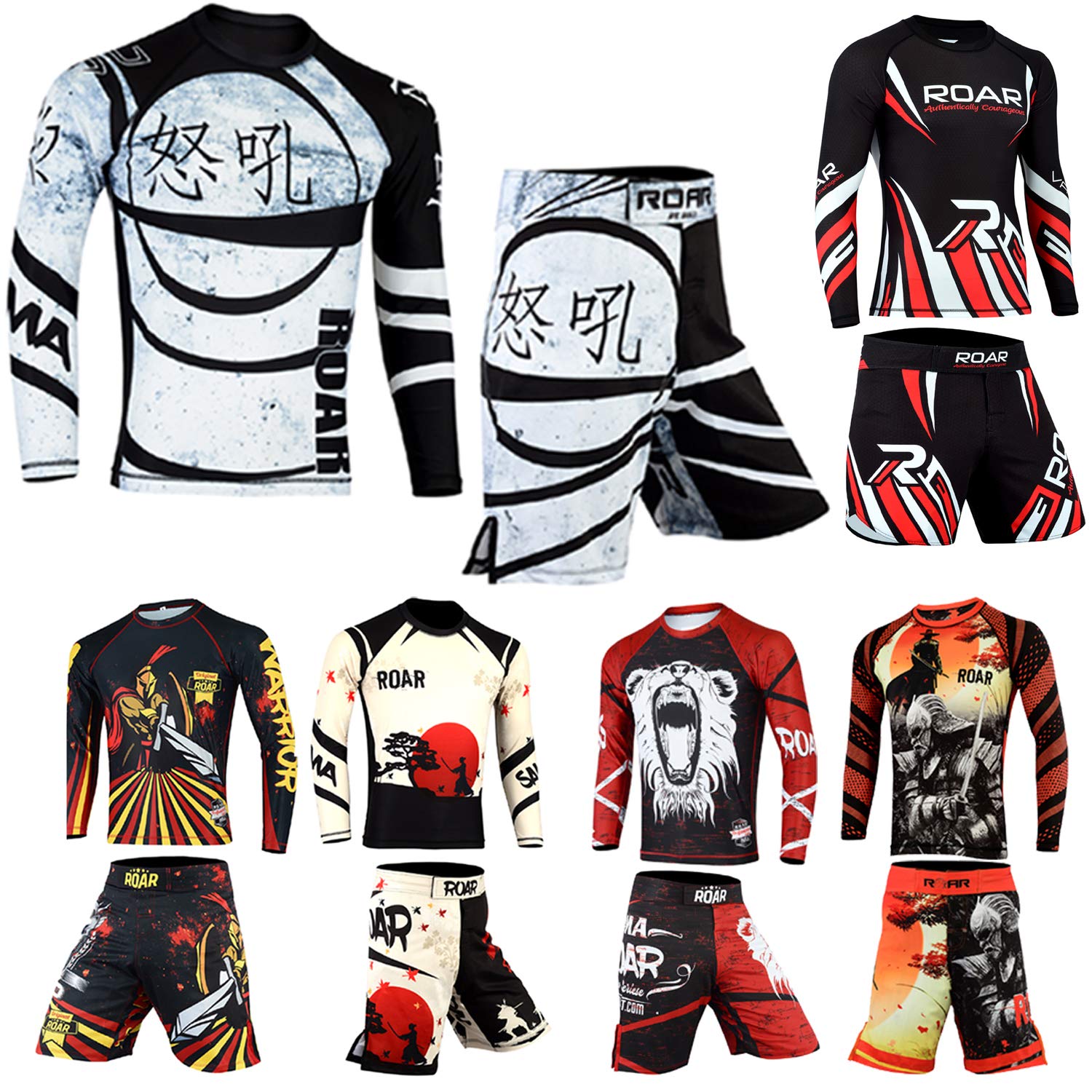ROAR MMA Shorts for Muay Thai, Cage Fighting, Grappling & Jiu Jitsu - Premium Rash Guards for Training & Competition - Perfect for MMA Gyms, Fight Training & Martial Arts Practice