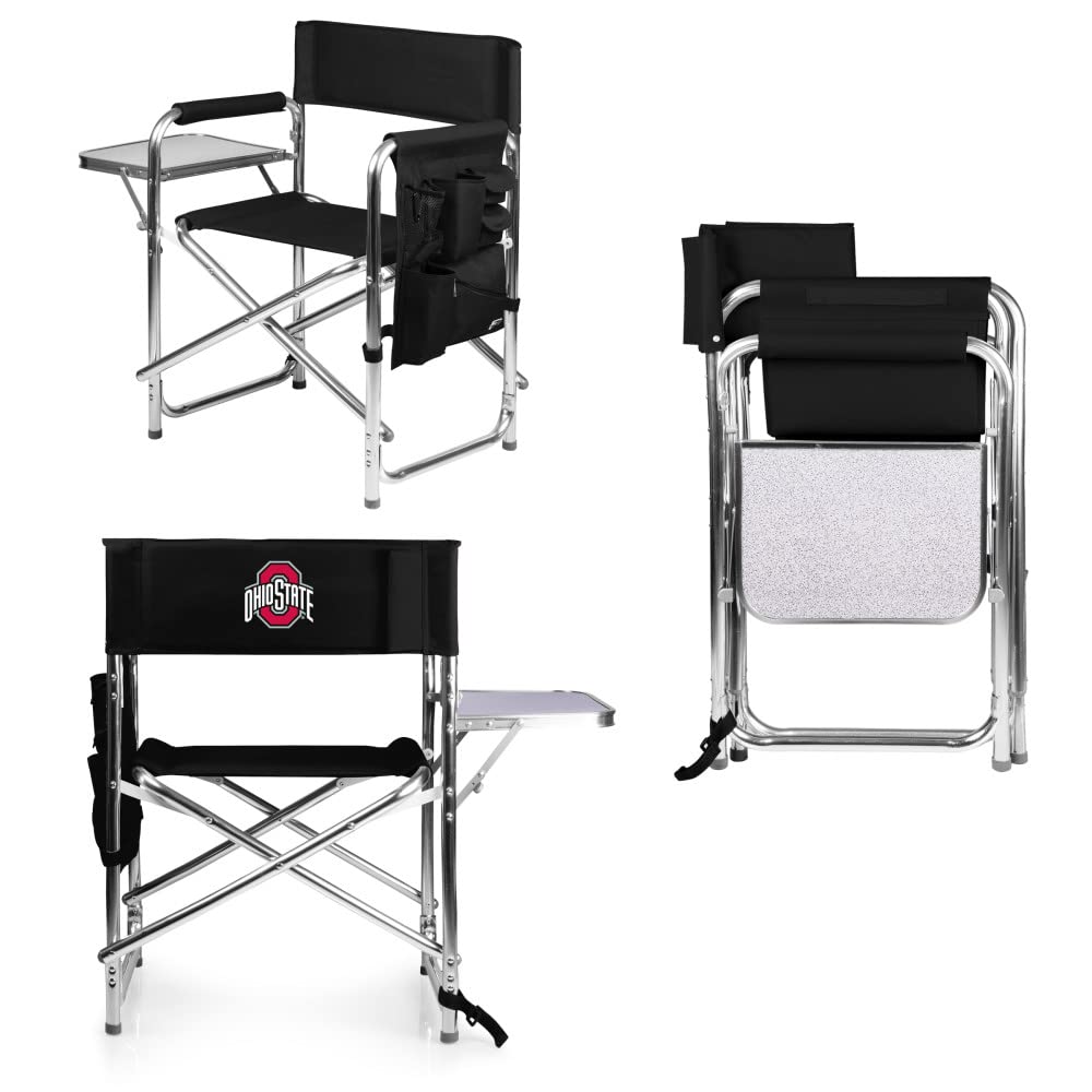 NCAA Cal Bears Folding Sports Chair with Side Table - Portable Camping & Beach Chair for Adults - Perfect for Tailgating, Outdoor Events & Picnics
