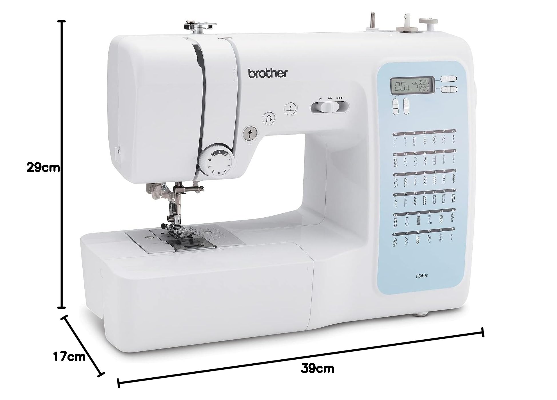 Brother FS40S 40-Stitch Electronic Sewing Machine - White | Computerized Sewing for Quilting, Dressmaking & Home DIY Projects